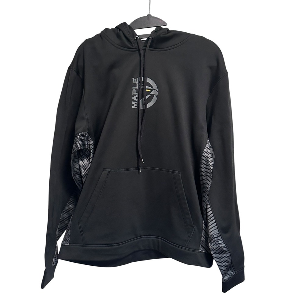 Sport-Tek Maple Eagle Hoodie Mens L Black Grey Graphic Performance Sweatshirt EX